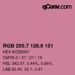 カラーコード: RGB 205.7 128.6 151 | qconv.com