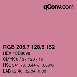 カラーコード: RGB 205.7 128.6 152 | qconv.com