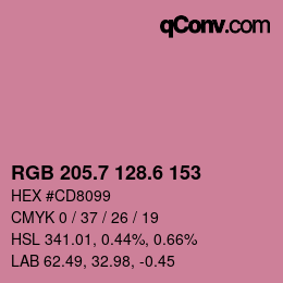 カラーコード: RGB 205.7 128.6 153 | qconv.com