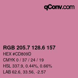 カラーコード: RGB 205.7 128.6 157 | qconv.com