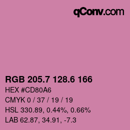 カラーコード: RGB 205.7 128.6 166 | qconv.com
