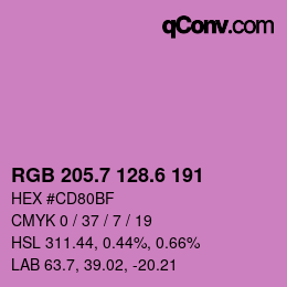 カラーコード: RGB 205.7 128.6 191 | qconv.com