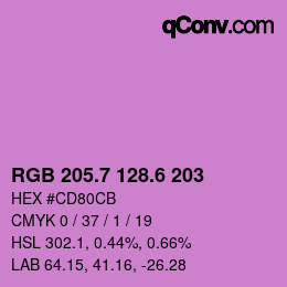 カラーコード: RGB 205.7 128.6 203 | qconv.com