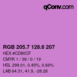 カラーコード: RGB 205.7 128.6 207 | qconv.com