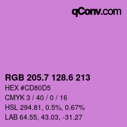 カラーコード: RGB 205.7 128.6 213 | qconv.com