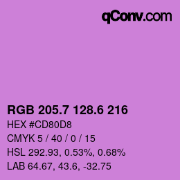 カラーコード: RGB 205.7 128.6 216 | qconv.com