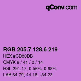 カラーコード: RGB 205.7 128.6 219 | qconv.com