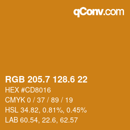 カラーコード: RGB 205.7 128.6 22 | qconv.com