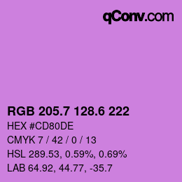 カラーコード: RGB 205.7 128.6 222 | qconv.com