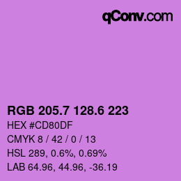 カラーコード: RGB 205.7 128.6 223 | qconv.com
