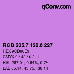 カラーコード: RGB 205.7 128.6 227 | qconv.com