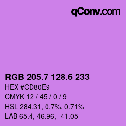 カラーコード: RGB 205.7 128.6 233 | qconv.com