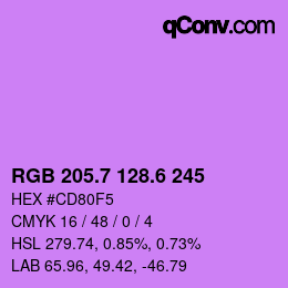 カラーコード: RGB 205.7 128.6 245 | qconv.com