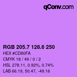 カラーコード: RGB 205.7 128.6 250 | qconv.com