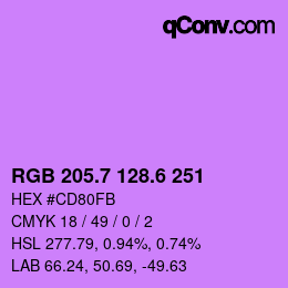 カラーコード: RGB 205.7 128.6 251 | qconv.com