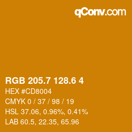 カラーコード: RGB 205.7 128.6 4 | qconv.com