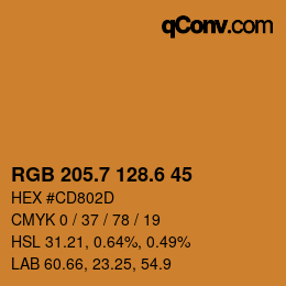 カラーコード: RGB 205.7 128.6 45 | qconv.com
