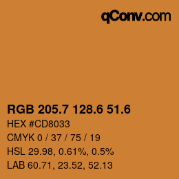 カラーコード: RGB 205.7 128.6 51.6 | qconv.com