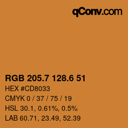 カラーコード: RGB 205.7 128.6 51 | qconv.com
