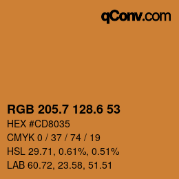 カラーコード: RGB 205.7 128.6 53 | qconv.com