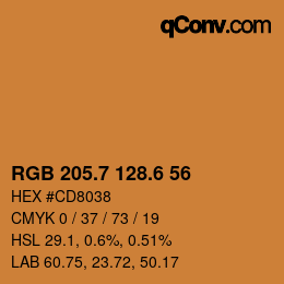 カラーコード: RGB 205.7 128.6 56 | qconv.com