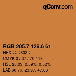 カラーコード: RGB 205.7 128.6 61 | qconv.com