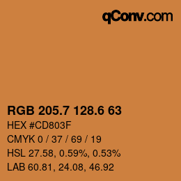 カラーコード: RGB 205.7 128.6 63 | qconv.com