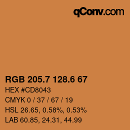 カラーコード: RGB 205.7 128.6 67 | qconv.com
