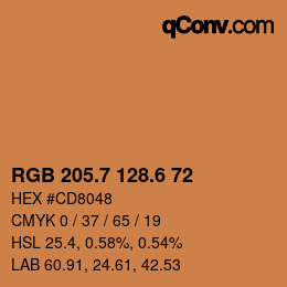 カラーコード: RGB 205.7 128.6 72 | qconv.com