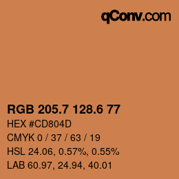 カラーコード: RGB 205.7 128.6 77 | qconv.com