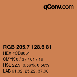 カラーコード: RGB 205.7 128.6 81 | qconv.com
