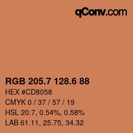 カラーコード: RGB 205.7 128.6 88 | qconv.com