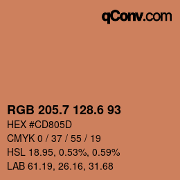カラーコード: RGB 205.7 128.6 93 | qconv.com