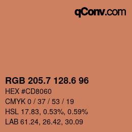 カラーコード: RGB 205.7 128.6 96 | qconv.com