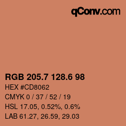 カラーコード: RGB 205.7 128.6 98 | qconv.com