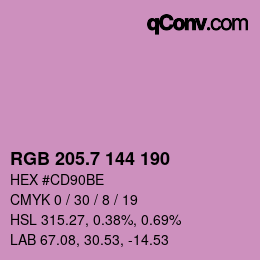 カラーコード: RGB 205.7 144 190 | qconv.com