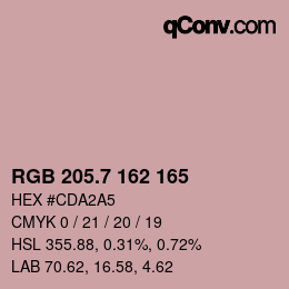 カラーコード: RGB 205.7 162 165 | qconv.com