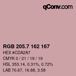 カラーコード: RGB 205.7 162 167 | qconv.com