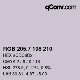 カラーコード: RGB 205.7 198 210 | qconv.com