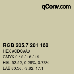 カラーコード: RGB 205.7 201 168 | qconv.com