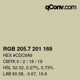 カラーコード: RGB 205.7 201 169 | qconv.com