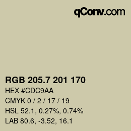 カラーコード: RGB 205.7 201 170 | qconv.com
