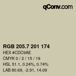 カラーコード: RGB 205.7 201 174 | qconv.com