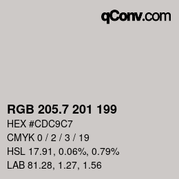 カラーコード: RGB 205.7 201 199 | qconv.com