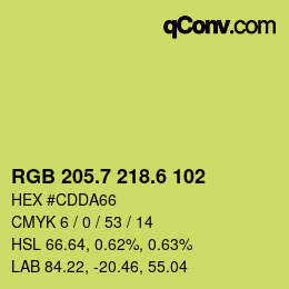 カラーコード: RGB 205.7 218.6 102 | qconv.com