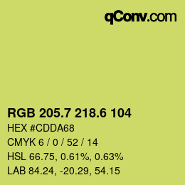 カラーコード: RGB 205.7 218.6 104 | qconv.com