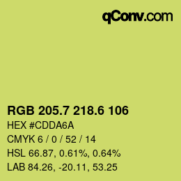 カラーコード: RGB 205.7 218.6 106 | qconv.com
