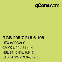 カラーコード: RGB 205.7 218.6 108 | qconv.com