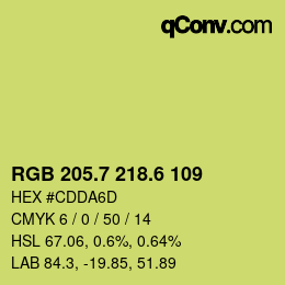 カラーコード: RGB 205.7 218.6 109 | qconv.com