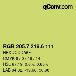 カラーコード: RGB 205.7 218.6 111 | qconv.com